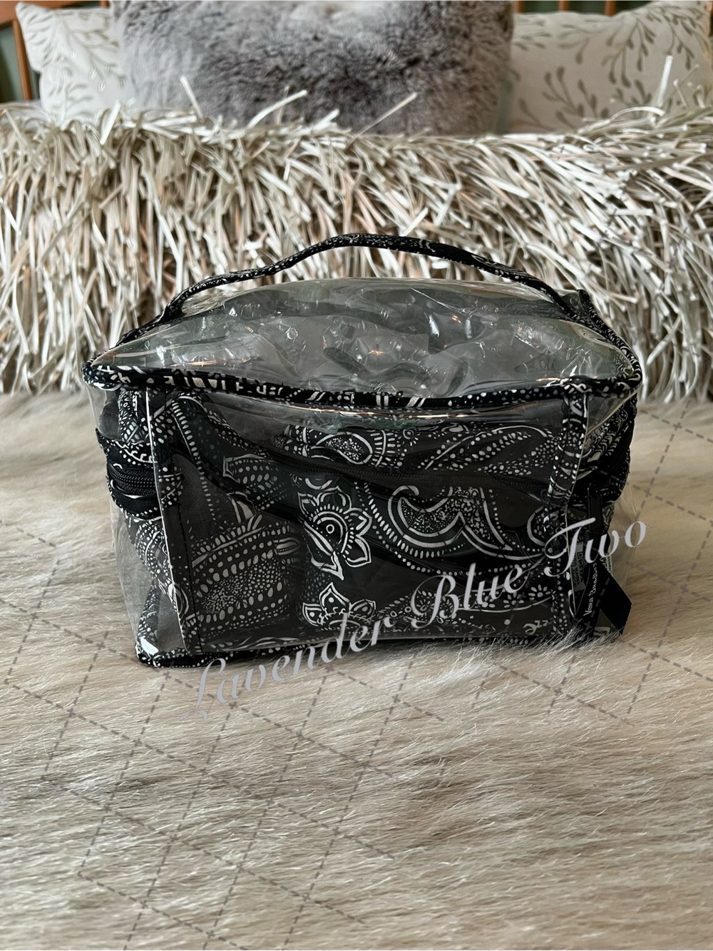 New VERA BRADLEY Stellar Paisley 3 Piece Cosmetic Clear Carry Case 2 Zip Pouches - Picture 4 of 12